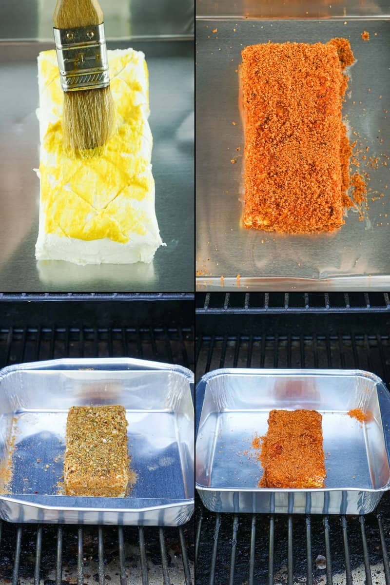 collage of smoked cream cheese recipe steps 5 to 8.