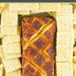 smoked cream cheese block and butter crackers.