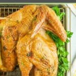 smoked spatchcock turkey and fresh parsley.