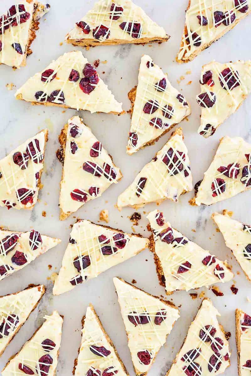 overhead view of copycat Starbucks cranberry bliss bars.