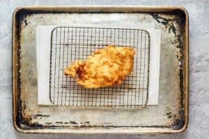 fried chicken breast for Arby's buffalo chicken sandwich.