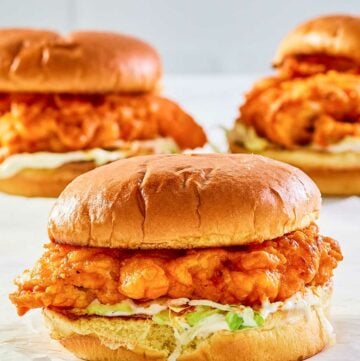 copycat Arby's buffalo chicken sandwich. with peppercorn ranch sauce.