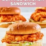 homemade Arby's buffalo chicken sandwich on parchment paper.