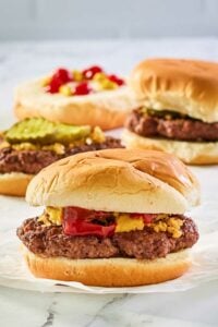 copycat McDonald's hamburger on parchment paper.