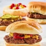 homemade McDonald's hamburgers on parchment paper.