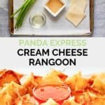 Panda Express cream cheese rangoon ingredients and the finished rangoons.