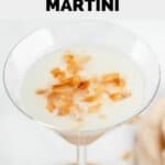 homemade Tommy Bahama coconut cloud martini topped with toasted coconut.