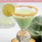 homemade Tommy Bahama key lime martini on a coaster.