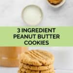 peanut butter cookies ingredients and the finished cookies on a plate.