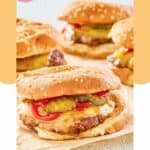 homemade Burger King cheeseburgers on parchment paper.
