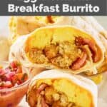 closeup of a homemade Burger King Egg-Normous burrito.