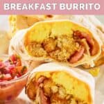 closeup of homemade Burger King Egg-Normous breakfast burrito.