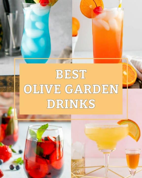collage of four copycat Olive Garden drinks.