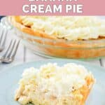 copycat Marie Callender's banana cream pie slice on a plate.