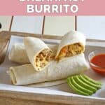 copycat McDonald's breakfast burritos on a tray with sauces.