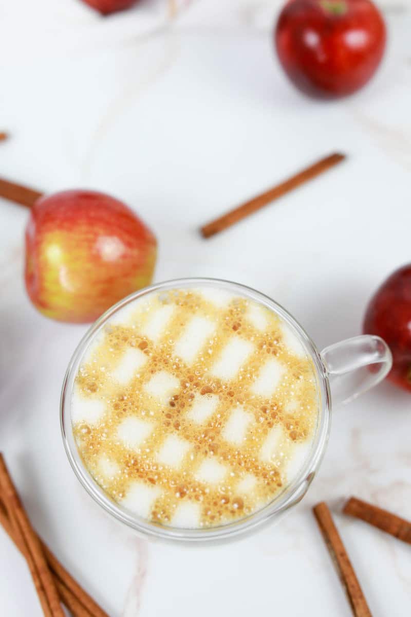 overhead view of copycat Starbucks apple crisp oatmilk macchiato.