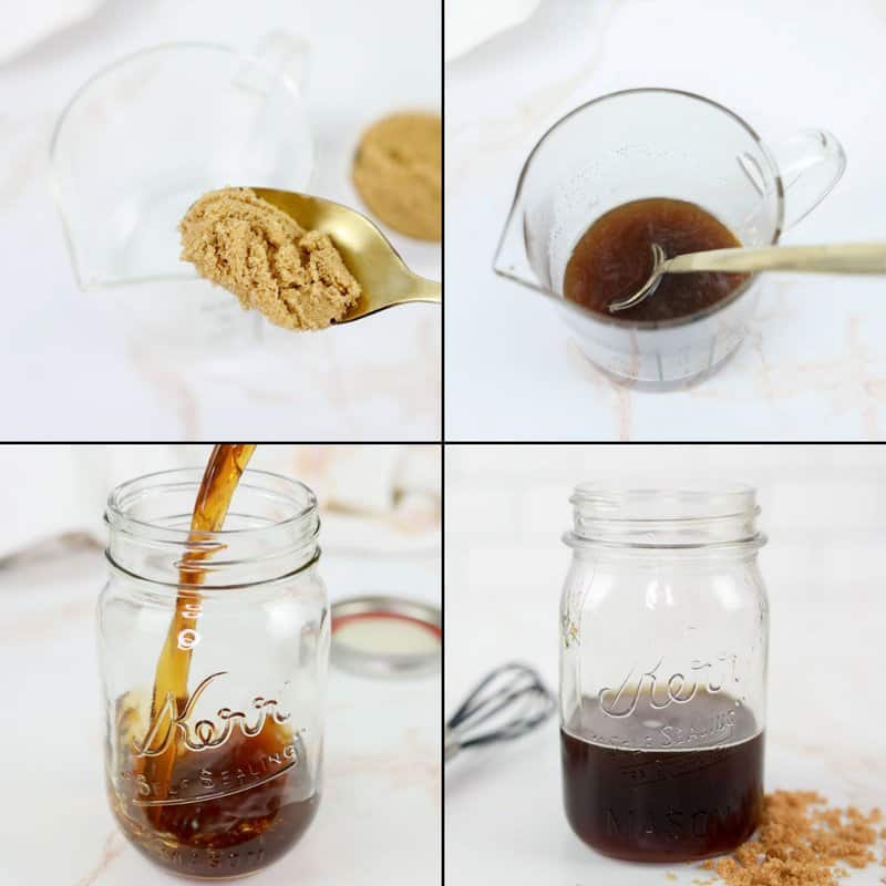 collage of brown sugar syrup recipe steps.