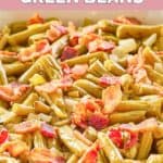 closeup of homemade Texas Roadhouse green beans in a dish.
