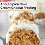apple spice cake slice on a cake server.