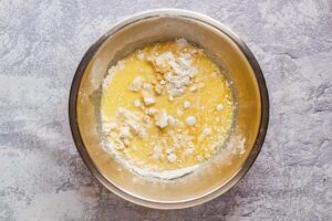 dumpling ingredients in a bowl.
