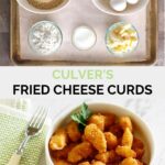 Culver's fried cheese curds ingredients and a bowl of the curds.