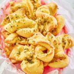 copycat Domino's garlic bread twists in a basket.