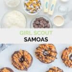 Girl Scout samoas ingredients and the cookies.