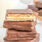 a stack of four copycat Girl Scout S'mores cookies.