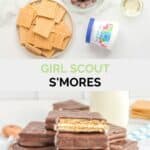 Girl Scout s'mores ingredients and the finished cookies.
