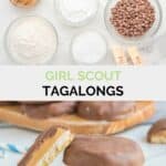Girl Scout tagalongs ingredients and the cookies.
