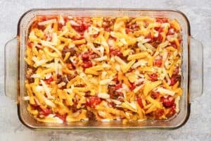 hamburger hash before baking.