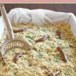 kitty litter box cake in a pan.