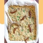 overhead view of kitty litter box cake.