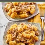 Mexican tater tot casserole on square plates.
