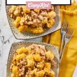overhead view of Mexican tater tot casserole on plates.