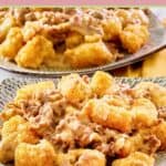 closeup of Mexican tater tot casserole on plates.