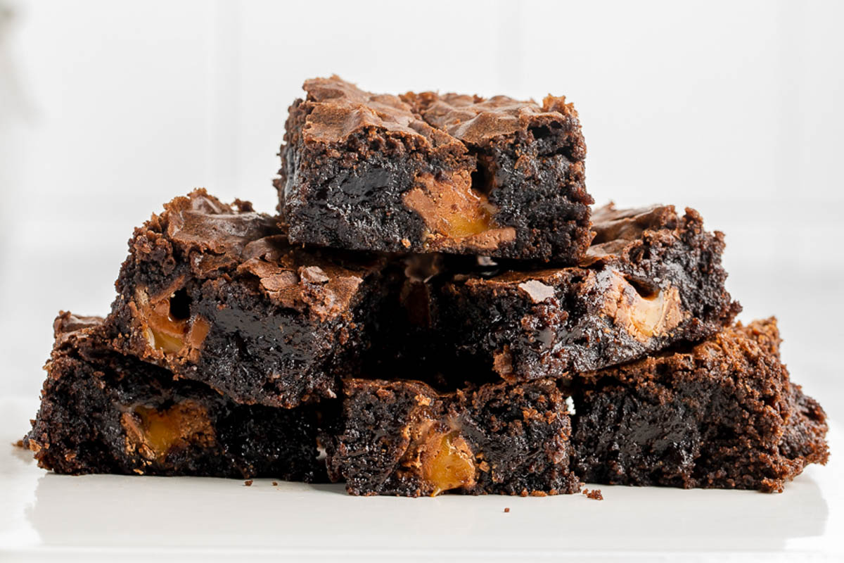 a pile of milky way brownies.