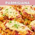 homemade Olive Garden chicken parmigiana served over pasta.