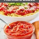 homemade Olive Garden marinara sauce in a glass bowl.