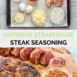 Outback Steakhouse steak seasoning ingredients and the finished spice mix.