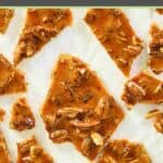 closeup of pieces of pecan brittle.