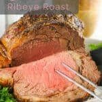 ribeye roast on a platter.
