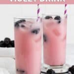 homemade Starbucks violet drink in two glasses.
