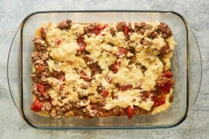 tamale casserole before baking.