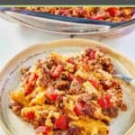 serving of tamale pie casserole on a plate.