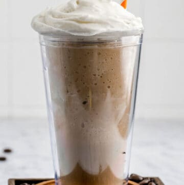 copycat Dunkin Donuts Coffee Coolatta with whipped cream.
