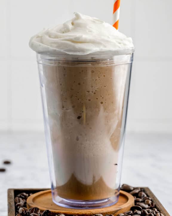 copycat Dunkin Donuts Coffee Coolatta with whipped cream.