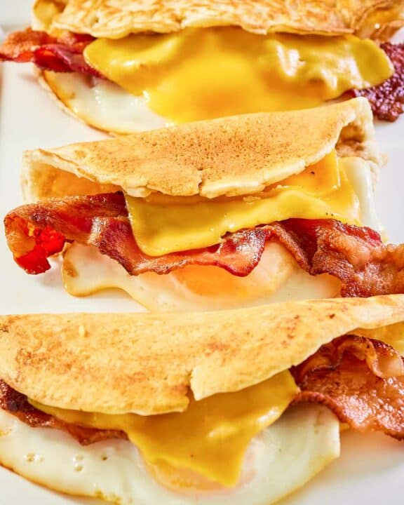 three copycat Dunkin Donuts pancake wake up wraps.