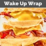 a few homemade Dunkin pancake wake up wrap breakfast sandwiches.