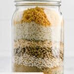 friendship dry soup mix in a mason jar.